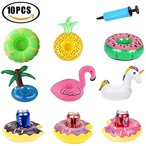 Preisvergleich Produktbild Schwimmende Aufblasbarer Getränkehalter Flamingo Untersetzer Schwan Schwimmbad Beach Party Cup Glashalter 9pcs mit Luftpumpe
