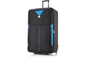 ATX LUGGAGE EST. 1991 ATX Luggage Extra Large Suitcase Expandable Durable Lightweight Suitcases with 2 Wheels and Built-in 3 Digit Combination Lock (Black/Blue, 32 Inches, 134 Liters)