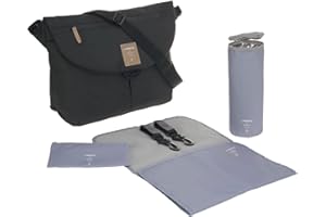 LÄSSIG Torba do przewijania niemowląt z akcesoriami/zieloną metką Manu Messenger Bag czarna