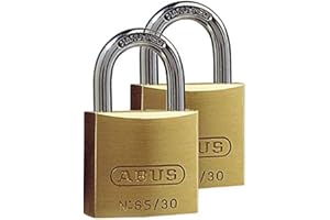 ABUS Candado de latón 65/30 – Lote de 2, cierre idéntico – cuerpo del candado de latón macizo – asa de acero templado – Nivel de seguridad ABUS 4