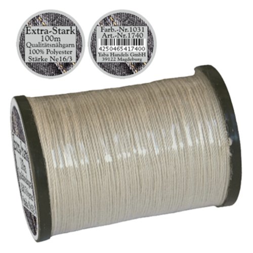 1 Stück Spule a. 100m Qualitäts - Nähgarn, Extra-Stark, Farb-Nr.1031 beige, Ne 16/3, 100% Polyester für die Nähmaschine Garn, 1740