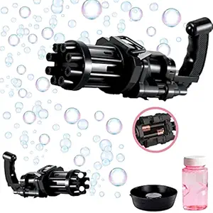 Jatayu Bubble Gatling Gun Gatling Bubble Machine Toys for Kids 8-Hole Gift for Boys and Girls Outdoor Activities Bubble Machine in Summer Bubble Maker Machine (Multicolor) (Black).