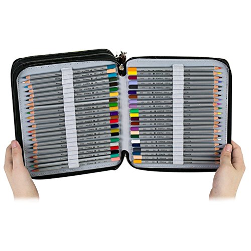 yimoji 120 Slots Bleistift Fall, mehrschichtige PU Leder Bleistift Halterung für Artist Pen Tasche Stationäre Black – artist pouch - 5