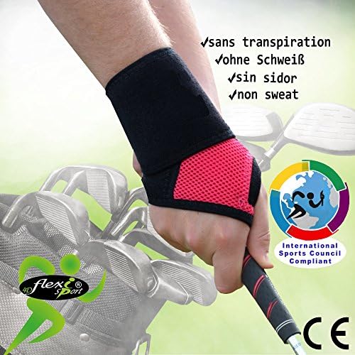 4Dflexisport Wrist brace wrap (RASP x2) non-splinted flexible support for golfers, racket sports and daily activities. NON-SWEAT, NO-RASH. NON-NEOPRENE/LATEX-FREE. By