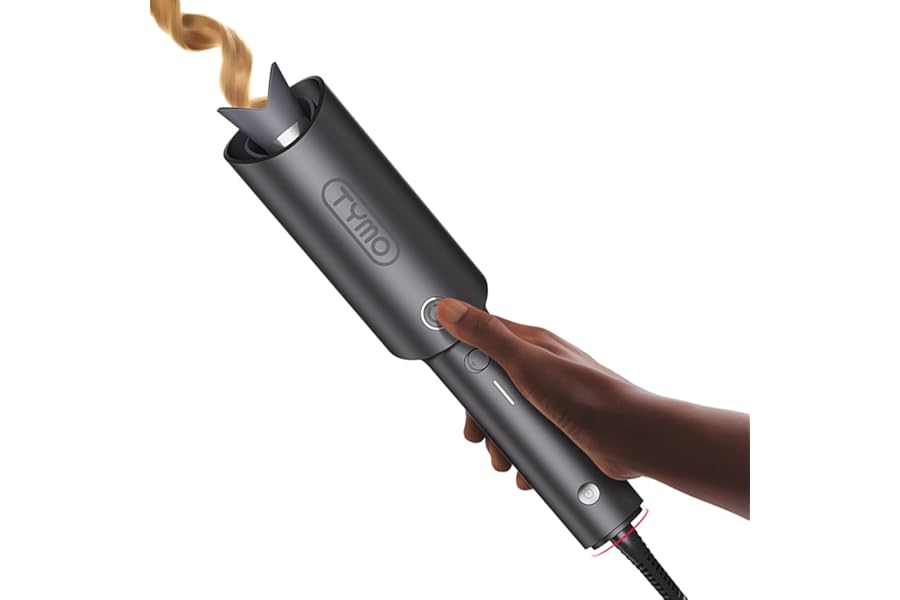 TYMO Hair Curler Automatic Rotating - CURLPRO, Beach Waves Curling Wand, Anti-Scald Curling Iron, Portable 500 Million Ionic, Dual Voltage & Lightweight for Travel, Ceramic Coating, Gray 1 inch