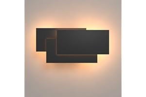 Klighten Aplique de pared Moderno LED 24W Lámpara para Decoración del Hogar Pared Dormitorio Pasillo Entrada Blanco cálido 2700~3200K, Negro