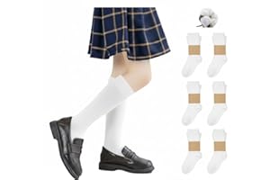 HaraDeco 3/6/12 Pares Calcetines Escolares 95% Algodón Unisex, Calcetines Largo Hasta la Rodilla para Uniformes y Sport, Calcetines Liso para Vestir Diario