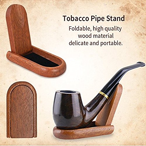 Joyoldelf Premium Pfeifen Raucherzubehör TABAKPFEIFE aus Schwarz Sandelholz inkl.HolzPfeifen Ständer – für 9mm Filter - 6