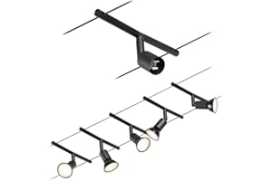 Paulmann 94446 CorDuo Set Système de Câbles Salt DC 5 x 10 watts max, Éclairage Extensible Noir Mat Câble Métallique Matière Plastique GU5,3 Système de Câbles sans Ampoules