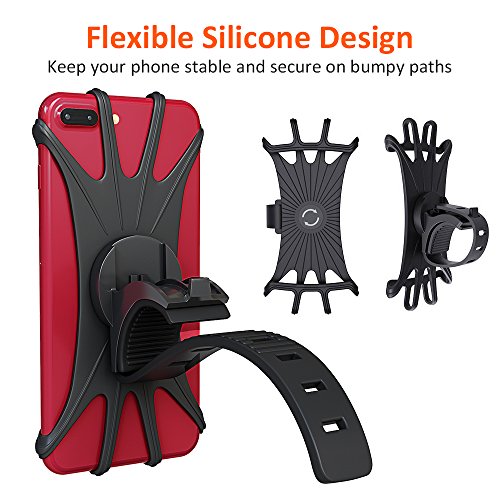 Matone Handyhalterung Fahrrad fÃ¼r iPhone X/8/8 Plus/7/7 Plus/6/6s Plus, Samsung Galaxy & allen Handy mit 4,0 - 6,0 Zoll, Universal Silikon Verstellbarer Handyhalter fÃ¼r Fahrrad Motorrad, 360Â°Rotation (Schwarz)