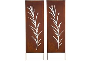 KPGA KAPAGA HOME & GARDEN Kapaga - Paravent Métal 2x - 160 cm x 50 cm - Corten - Effet Rouillé Paravent pour Jardin - Élément de Paravent - Mur de Protection - Décoration de Jardin - Clôture - Rouille (Calme)