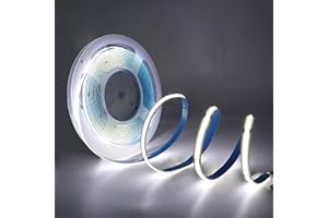 HEGEHE 2m COB LED Strip USB Power, Cold White Light Ribbon 5V DC, Self-Adhesive Tape for Home Commercial Cupboard TV Backlight Decorative Lighting