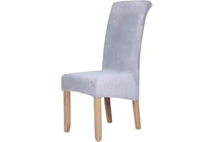‎HOMAXY Homaxy Velvet Stuhlhussen 4er Set, Stretch Esszimmerstuhl Hussen, Spandex Plüsch Stuhlbezug Großes Esszimmer Stuhl Protector (Hellgrau)