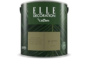 Crown ELLE DECORATION Go Green No. 368, 2,5 L, extra-matte Premium Wandfarbe für Innen, für Wände und Holz, hohe Deckkraft, Innenfarbe,mittlerer bis dunkler beruhigender Khakiton