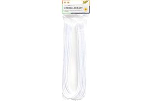 folia 77800 - Chenille Wire Pipe Cleaners, Pack of 10 in White, Diameter 8 mm and 50 cm Long, Ideal for Children for Crafts and Design Animals, Figures and Other Shapes