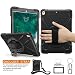 Produktbild iPad Pro 10.5 Hülle, Braecn Heavy Duty Fullbody Robuste PC-Silikon-Schutzhülle mit tragbaren Schultergurt Eingebauter 360-Grad-Drehständer / Handschlaufe für iPad Pro 10.5 A1709 / A1701 (SCHWARZ)