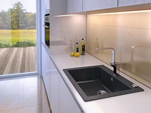 Axis Kitchen Mojito 60 Küchenspüle Farbe Axis Schwarz Material Axigranit 50er Unterschrank Spülbecken Siphon, Exzenterbedienung - 4