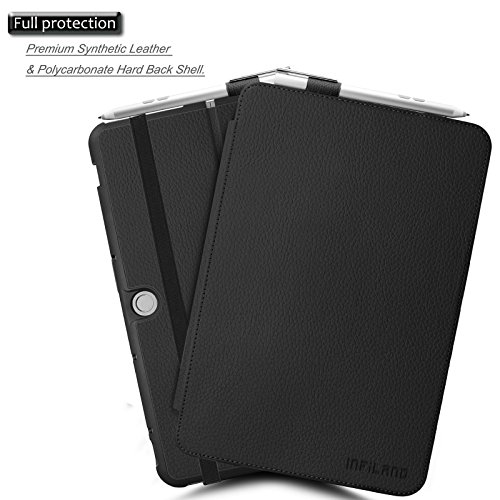 Asus Transformer Mini T102HA Hülle Case -Infiland Ultra Dünn Tri-Fold Smart-Muschel hochwertiges PU Leder Ultra Schlank Superleicht Ständer Smart Shell Cover Schutzhülle Etui Tasche für Asus Transformer Mini T102HA Tablet-PC (mit Auto Schlaf / Wach Funktion, Tablet und Tastatur sind nicht entgehaltet)(Schwarz) - 2