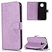 Produktbild FNBK Moto G6 Plus Hülle Leder Lila Löwenzahn Blumen Handyhülle Holster Leder Flip Wallet Cover Tasche Stand Case Card Slot Magnetverschluß Kratzfestes Schutzhülle