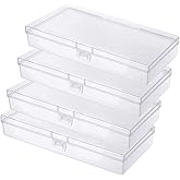 Gebildet 4pcs Rectangle Clear Plastic Storage Containers Box with Lid for Pills, Herbs, Small Beads, Jewelry and Crafts Items