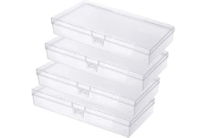 Gebildet 4st Rektangulära Förvaringsbehållare av Klar Plast Box Fodral med Lock för Piller, örter, Små Pärlor, Smycken och Hantverk
