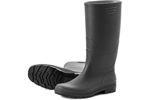 Scheibler Workwear – Gummistiefel aus robustem PVC hoch mit 38 cm Schafthöhe – Freizeit-Regenstiefel 100% wasserdicht, super leicht & mit rutschfester Sohle – verfügbar in den Größen 39-47 (Schwarz)