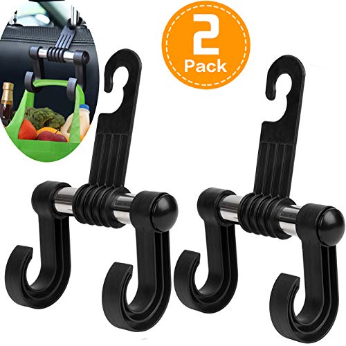 HOOKPLUS Car-Headrest-Hook,Car Organizer 2 Packs Universal Car Accessories Hang Bags Groceries