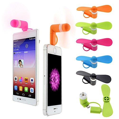 MMRM 2in1 Tragbare Mikro-USB-iPhone-Port Ventilator Kühlung für IOS Android Phone – Blau - 5