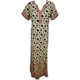Indiatrendzs Women Nighty Cotton Beautiful Embroidered Neckline Nightwear Maxi Nightgowns (Chest 44)