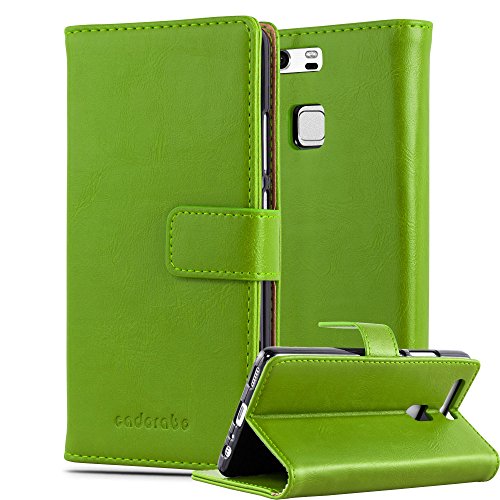 Huawei P9 Funda Estilo Libro de Cuero Sint  tico en VERDE HIERBA de Cadorabo  Dise  o LUXURY      Cubierta Protectora con Cierre Magn  tico  Tarjetero y Funci  n de Suporte     Protecci  n Carcasa Caja Etui Case Cover