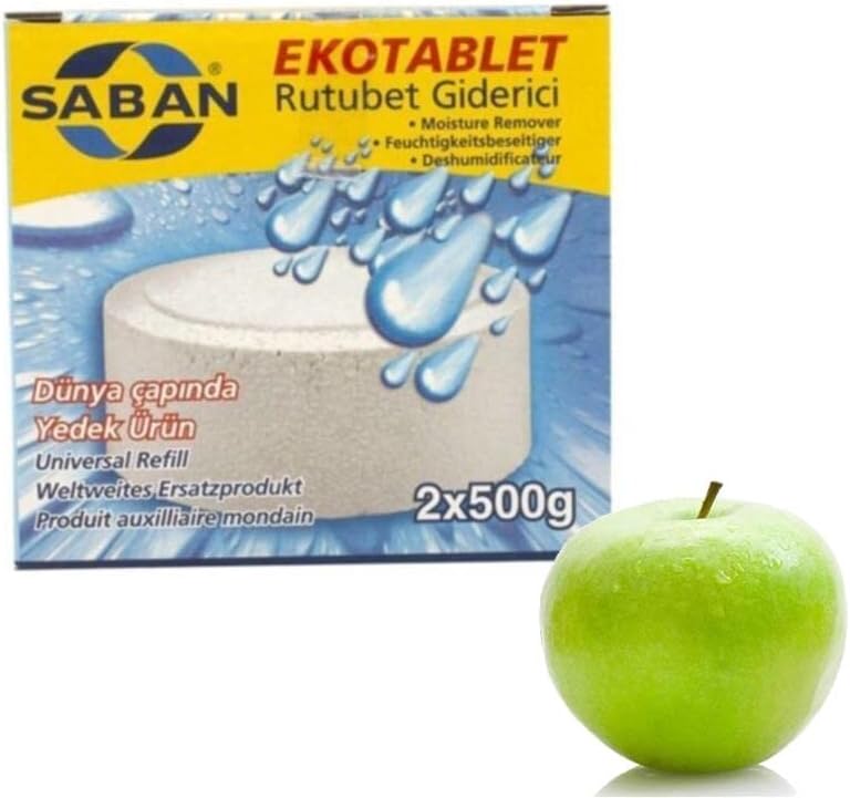 Saban Rutubet Giderici Nem Alıcı Yedek Tablet 2X500 gr - Yeşil Elma Kokulu