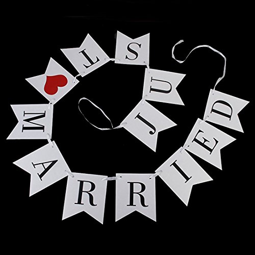 Banner – TOOGOO(R) Just Married Hochzeit Braut Westlichen Parteidekoration Bunting Girlande Banner - 2