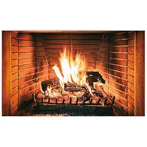 Allenjoy 5x3ft Burning Firewoods Photography Backdrop Winter Large Warm Fireplace Flaming Woods Background for Kids Children Family Camping Barbeques Party Decor Banner Portrait Photo Booth Props