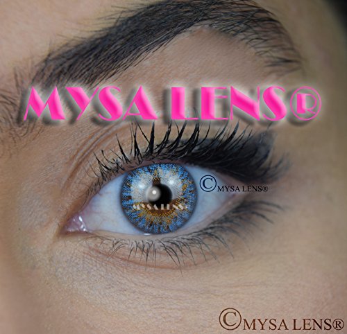 Mysa Lens® lenti a contatto di colore fantasia Crazy Lens Cosplay Occhi zaffiro blu S3 - 538/Blue Sapphir 3T + Soluzione per lenti 10 ml + astuccio in omaggio - 12 mesi senza correzione