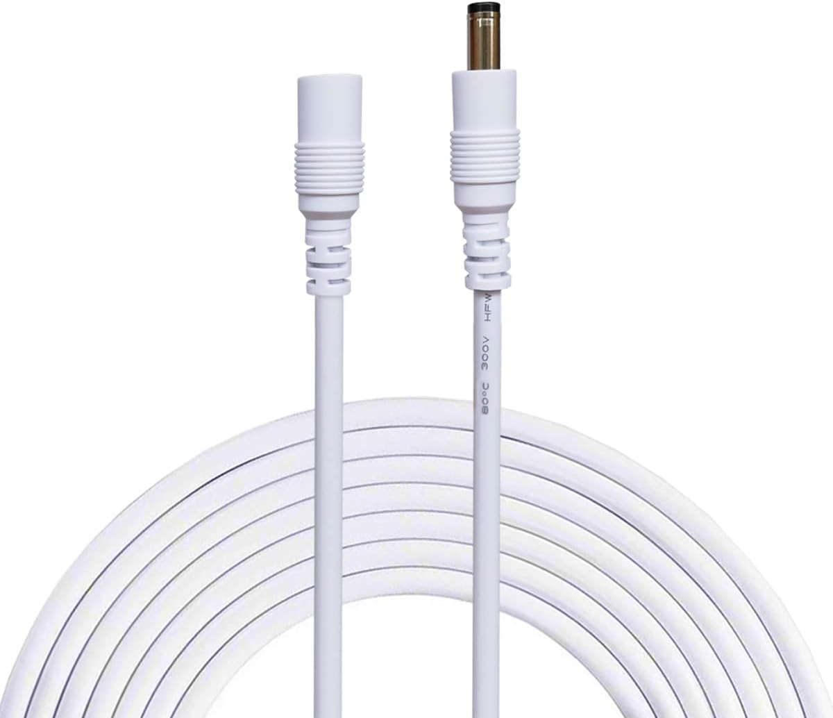 Liwinting 10m Cable de Extensión 2.1mm x 5.5mm Plug DC Macho a Hembra Conector para Adaptador de Corriente, LED, Cámara CCTV Potencia, Coche, Monitores y Más, Flexible - Blanco