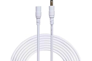 Liwinting 5 Metros Cable de Extensión 2.1mm x 5.5mm Plug DC Macho a Hembra Conector para Adaptador de Corriente, LED, Cámara CCTV Potencia, Coche, Monitores y Más - Blanco
