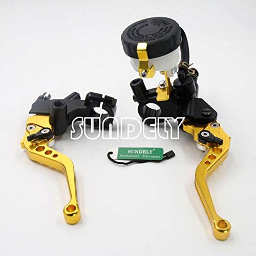 SUNDELY® Gold 7/8'' Universal Motorcycle Brake Clutch Master Cylinder Lever Reservoir