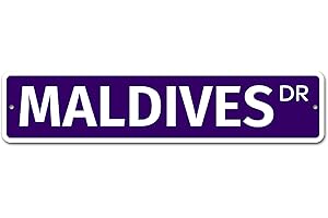 TNND Plaque de rue New Maldives 10,2 x 40,6 cm