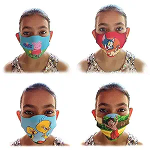 Lionsmill New Anti-Pollution cartoon Dust polyester Unisex face Mask - Multicolor , Set of 3 (Mix color)