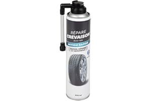 TURBOCAR - Répare crevaison Voiture - Contenance: 300 ML - Action Rapide - Répare et regonfle en Quelques Secondes Votre Pneu sans Outils et sans démontage - Indispensable pour Les Longs trajets