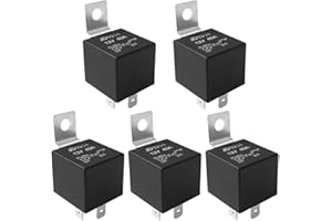 Aiqeer 5 Pezzi 5 Pin Auto Relè, 12V 40A SPDT Veicolo Relè con Staffa di Montaggio in Metallo (Nero)