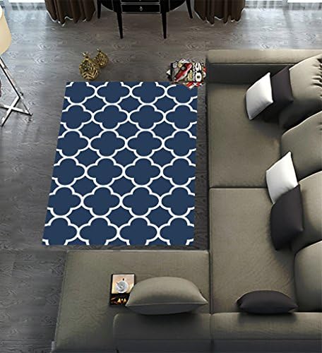 Custom Classic Navy Blue Quatrefoil Area Rugs Modern Carpet for Home Dining Room Playroom Living Room Decoration Size 5' x 3'3" (60 x 39 inches)