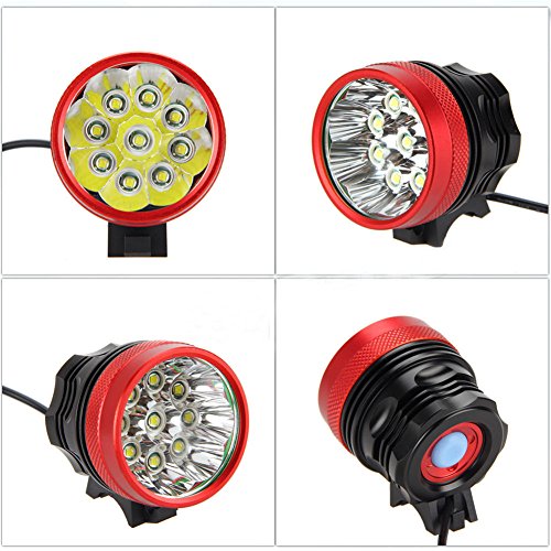 FIVEFIRE 18000LM 9x CREE XM-L T6 wasserdicht Fahrradlicht , Scheinwerfer, Kopflampen, Stirnlampe, Fahrrad Vorderes Leuchtturm, 3 Modes mit 6 x 18650 Akku-Ladegerät - 3