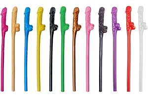 VQEOEOT Wiederverwendbare Strohhalme, 36 STK Penis förmiger Strohhalm, Mehrweg Trinkhalme aus Kunststoff, Cocktail Trinkhalm Hen Party, für Junggesellinnenabschiede, Bar, Partyzubehör