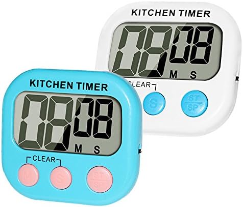 MOMONY 2 Pack Digital Magnetic Kitchen Timer Count-Down Up Clock with Large LCD Display Loud Alarm and Stand for Home Cooking