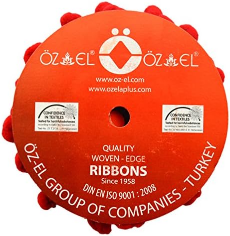 Ozelaplus PomPom Trim, 10mm / 2m, Red, Cotton Blend, 11 x 11 x 3 cm