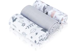 BABYSAFE Baby Safe Pack de 3 Mousselines Bébé 80x70 cm, Serviettes bébé 100% Coton Bio Certifié Oeko-TEX Mousselines Bébé Coton Idéal comme Bavoir, Langes Coton Bébé Bambou