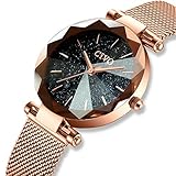 CIVO Damen Uhren Wasserdicht Rose Gold Mode Damenuhr mit Edelstahl Mesh Armband Kleid Elegant Luxus Beiläufig Quarzuhr für Frau Lady Teenager Mädchen Blau Zifferblatt