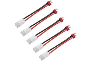 Boladge 5 pièces Adaptateur de Connecteur Mâle Prise Deans T Plug à Connecteur Femelle Tamiya 5CM 14AWG Cable pour RC ESC Lipo Batterie