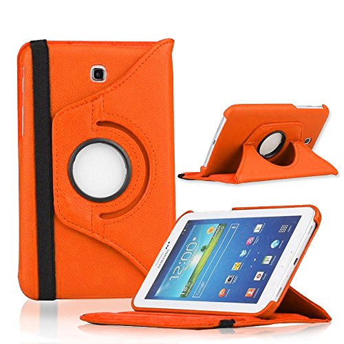 COOVY® Funda para Samsung Galaxy Tab 3 7.0 GT-P3200 GT-P3210 SM-T210 SM-T211 Smart 360º Grados ROTACIÓN Cover Case Protectora Soporte | Color Naranja